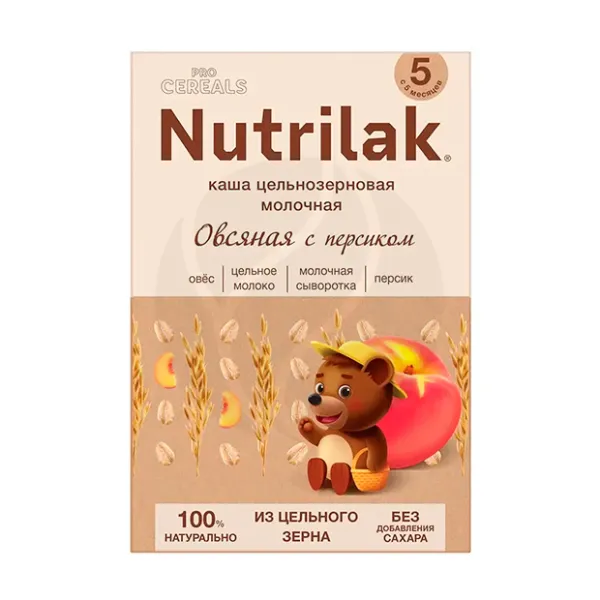 Изображение товара Nutrilak Premium Procereals каша молочная овсяная с персиком цельнозерновая, без сахара(5+мес), 200г