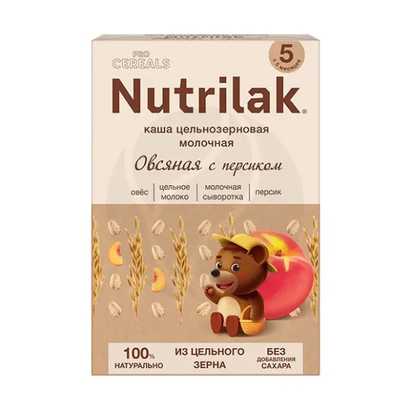 Изображение товара Nutrilak Procereals каша молочная овсяная с персиком цельнозерновая, без сахара (5+мес), 200г Изображение товара Nutrilak Procereals каша молочная овсяная с персиком цельнозерновая, без сахара (5+мес), 200г