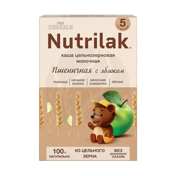 Изображение товара Молочная цельнозерновая каша Nutrilak Procereals пшеничная с яблоком 200г для детей 5+ месяцев Изображение товара Молочная цельнозерновая каша Nutrilak Procereals пшеничная с яблоком 200г для детей 5+ месяцев
