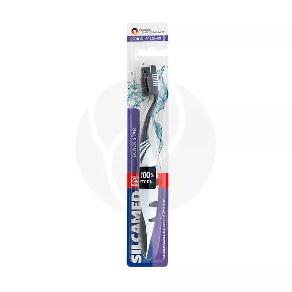 Изображение товара SilcaMed Black Star зубная щетка средняя высокая качество удобно эргономичная Изображение товара SilcaMed Black Star зубная щетка средняя высокая качество удобно эргономичная