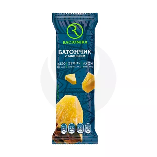 Racionika Diet батончик ананасовый в белой глазури, 60 г