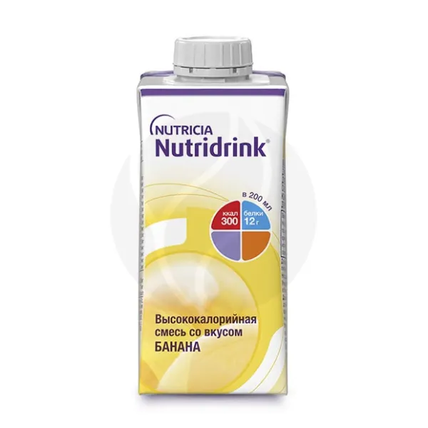 Изображение товара Высококалорийная жидкая смесь Nutridrink со вкусом банана 200 мл Изображение товара Высококалорийная жидкая смесь Nutridrink со вкусом банана 200 мл