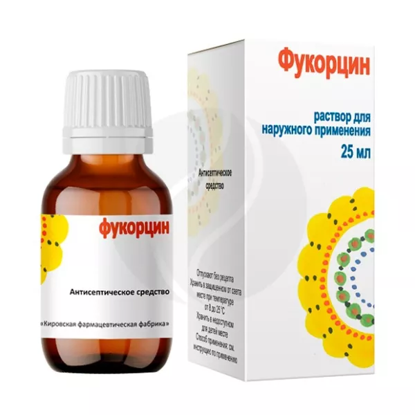 Изображение товара Фукорцин-Кировская ф.ф-ка раствор 25мл средства против инфекций для наружного применения