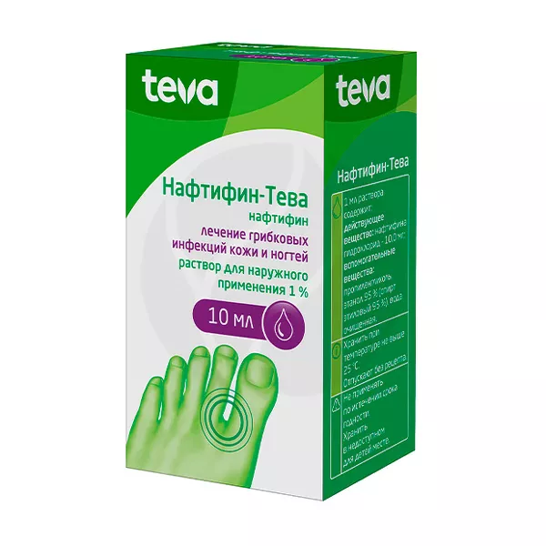 Изображение товара Нафтифин Тева раствор наружного применения 1 10 мг мл 10 мл