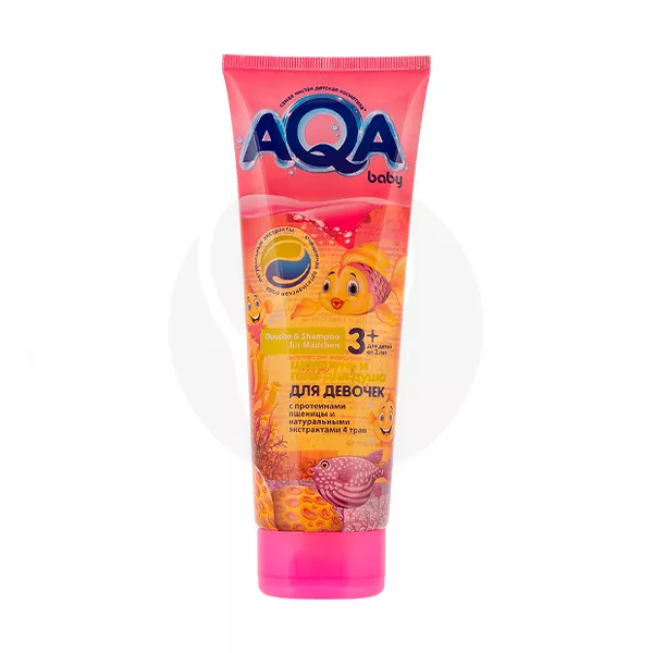 Изображение товара AQA baby Kids шампунь-гель для душа для девочек (3+), 250мл Изображение товара AQA baby Kids шампунь-гель для душа для девочек (3+), 250мл