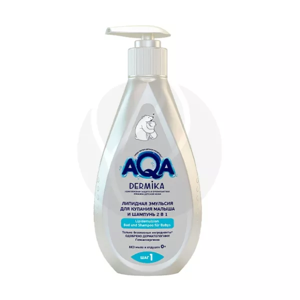 Изображение товара Мягкая липидная эмульсия-шампунь 2 в 1 для малышей Aqadermika 250мл