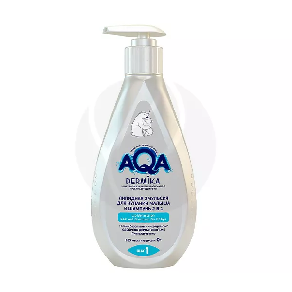 Изображение товара Мягкая липидная эмульсия-шампунь 2 в 1 для малышей Aqadermika 250мл