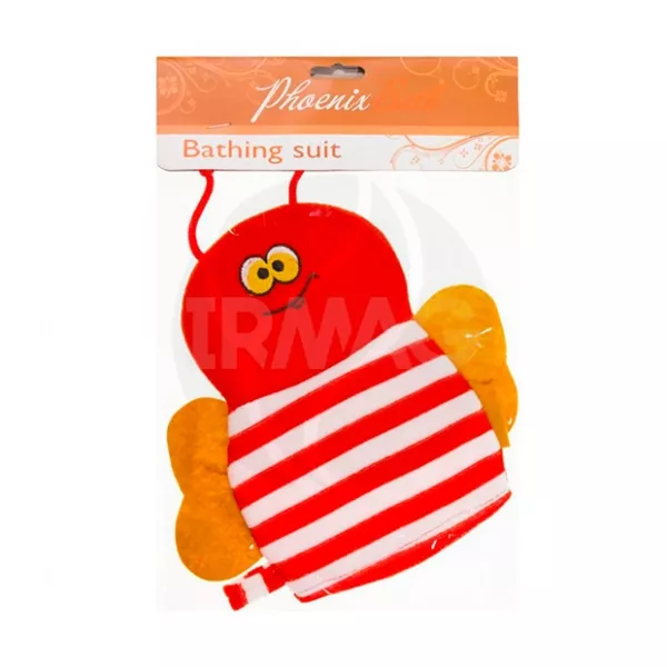 Изображение товара Детская мочалка-варежка Пчелка красная KM-217-A для тела безопасная и мягкая