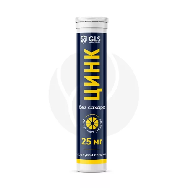 Изображение товара GLS Цинк цитрат таблетки шипучие без сахара со вкусом лимона 25мг, №20