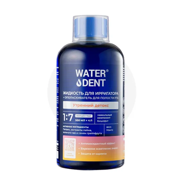 Water dent жидкость для ирригатора+ополаскиватель для полости рта утренний детокс, вкус манго, 500мл