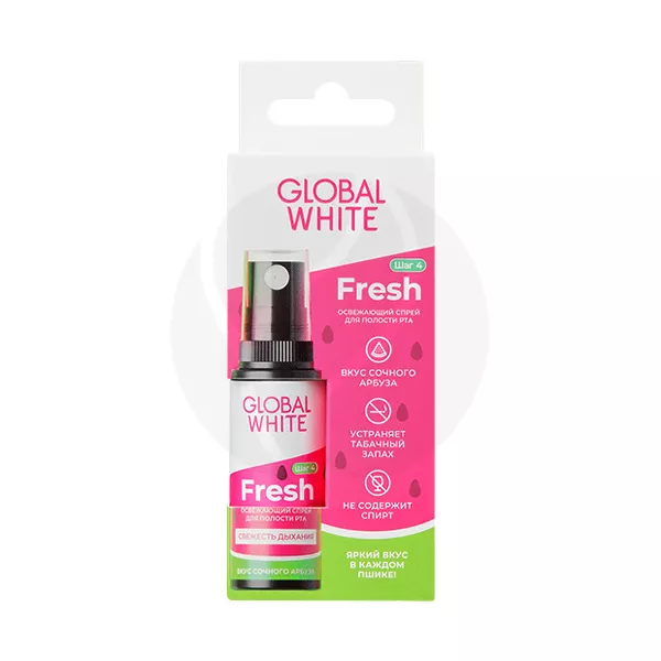 Изображение товара Global white Fresh спрей освежающий для полости рта Сочный арбуз, 15мл Изображение товара Global white Fresh спрей освежающий для полости рта Сочный арбуз, 15мл