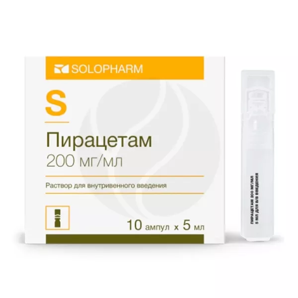 Изображение товара Раствор для внутривенного введения Пирацетам-Солофарм 200мг/мл, 5мл №10