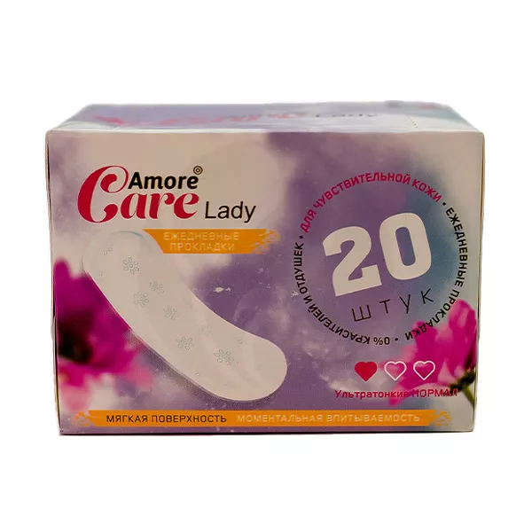 Изображение товара Amore Care Нормал прокладки ежедневные ультратонкие, 20шт Изображение товара Amore Care Нормал прокладки ежедневные ультратонкие, 20шт