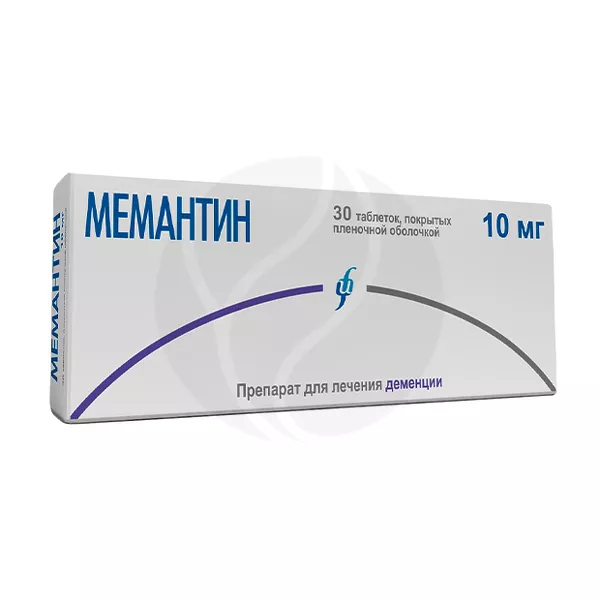 Изображение товара Мемантин таблетки покрыт. п/о 10мг, №30 Изображение товара Мемантин таблетки покрыт. п/о 10мг, №30