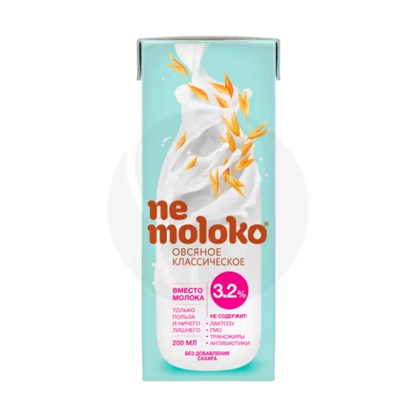 Изображение товара Овсяный напиток Nemoloko классический 3,2% 0.2л натуральный полезный продукт