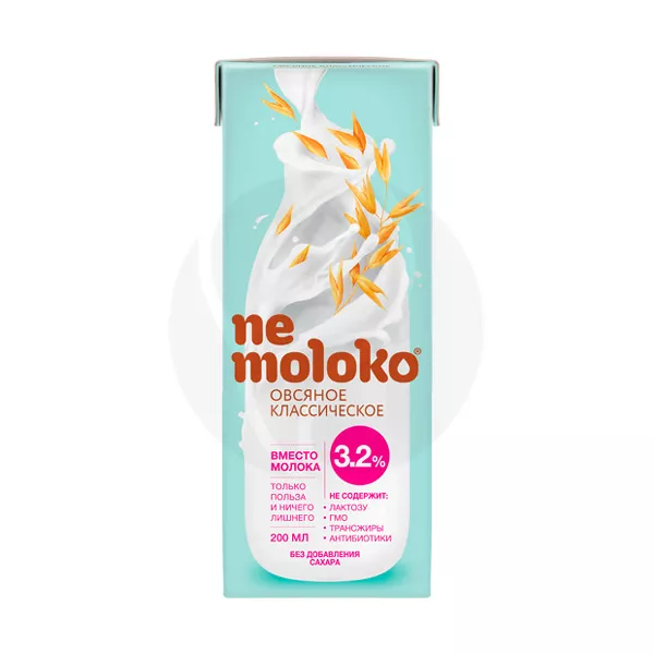 Изображение товара Овсяный напиток Nemoloko классический 3,2% 0.2л натуральный полезный продукт