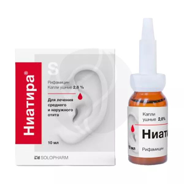 Изображение товара Ниатира капли ушные 2,6% 10мл для лечения инфекций уха