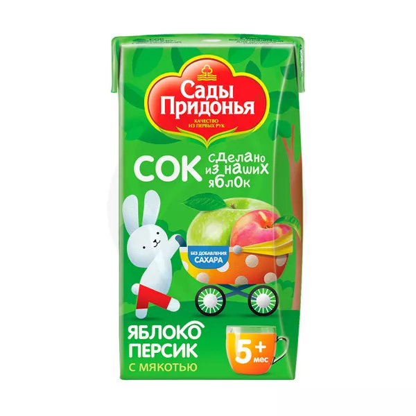 Изображение товара Сады Придонья сок яблочно-персиковый с мякотью (5+мес), 125мл Изображение товара Сады Придонья сок яблочно-персиковый с мякотью (5+мес), 125мл