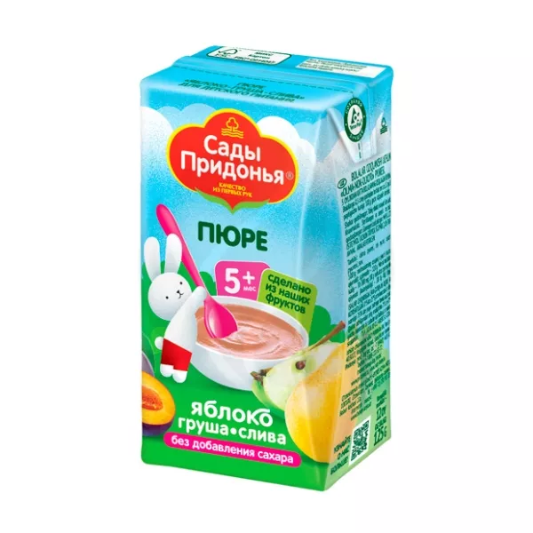 Изображение товара Пюре из яблока, груши исливы Сады Придонья 5+ месяцев - без сахара, 125 г Изображение товара Пюре из яблока, груши исливы Сады Придонья 5+ месяцев - без сахара, 125 г