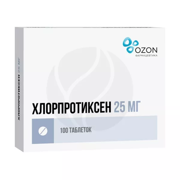 Изображение товара Хлорпротиксен таблетки покрытые 25 мг, 100 шт - лекарство для психиатрии Изображение товара Хлорпротиксен таблетки покрытые 25 мг, 100 шт - лекарство для психиатрии