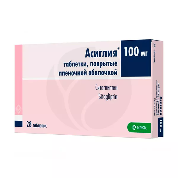 Изображение товара Асиглия таблетки 100мг покрытые пленочной оболочкой, №28 от производителя Krka