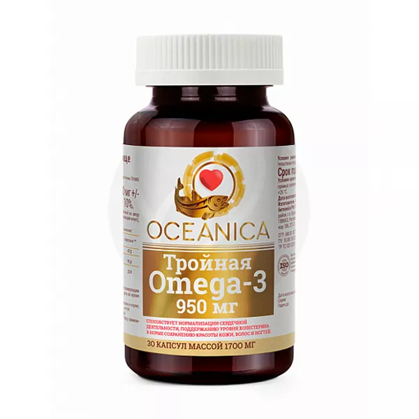 Изображение товара Океаника Тройная Омега-3 капсулы 30 шт для поддержки сердца и мозга Изображение товара Океаника Тройная Омега-3 капсулы 30 шт для поддержки сердца и мозга