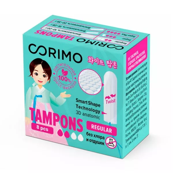 Изображение товара Corimo Regular тампоны - надежная личная гигиена, 8 шт
