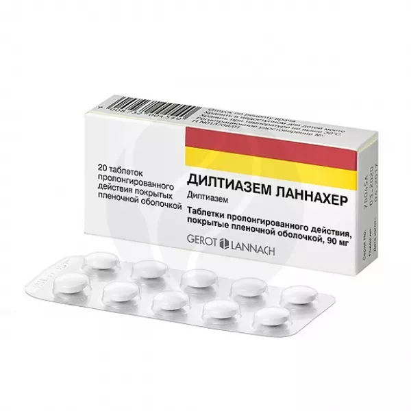Изображение товара Дилтиазем Ланнахер таблетки пролонгированного действия 180 мг 30 шт Изображение товара Дилтиазем Ланнахер таблетки пролонгированного действия 180 мг 30 шт