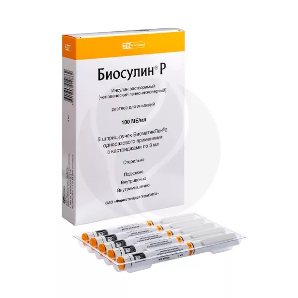 Изображение товара Биосулин Р раствор д/инъекций 100МЕ/мл, 3мл №5