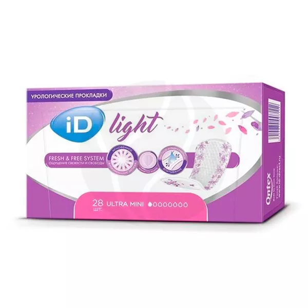 Изображение товара ID LIGHT Ultra Mini прокладки урологические, 28шт Изображение товара ID LIGHT Ultra Mini прокладки урологические, 28шт