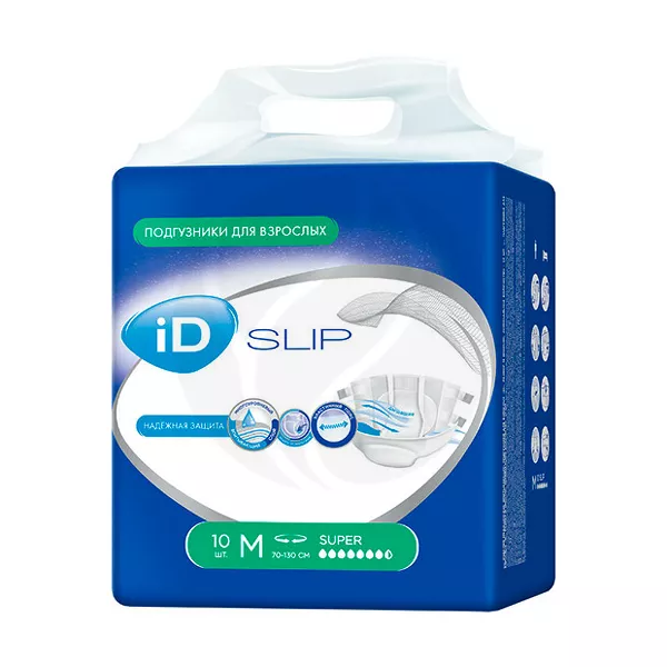 Изображение товара ID SLIP Super подгузники для взрослых р-р. М(70-130см), 10шт Изображение товара ID SLIP Super подгузники для взрослых р-р. М(70-130см), 10шт