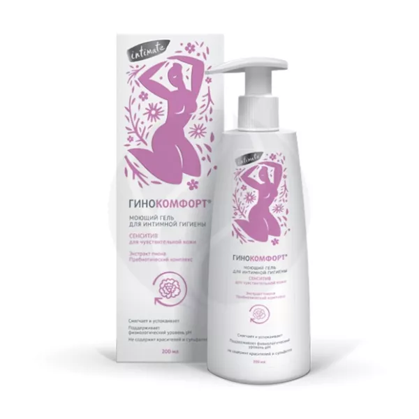 Изображение товара Гинокомфорт гель моющий для интимной гигиены сенситив, 200мл
