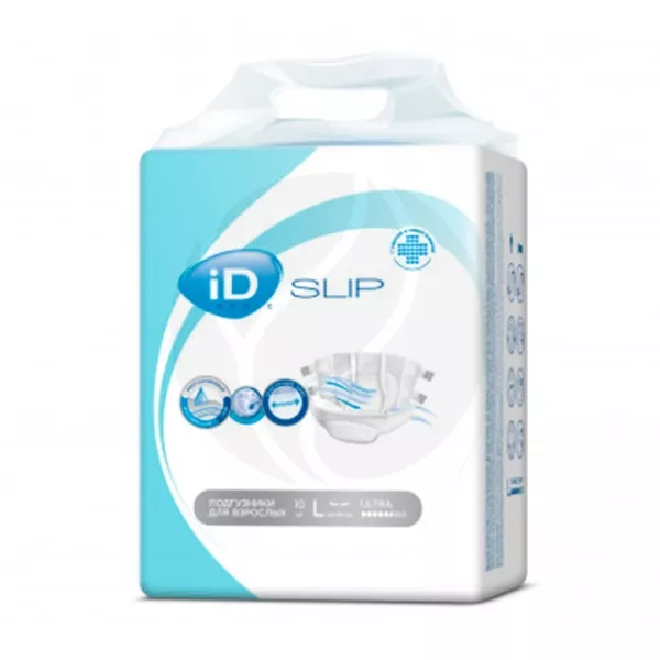 Изображение товара Подгузники для взрослых ID SLIP BASIC Ultra размер L, 10 шт Изображение товара Подгузники для взрослых ID SLIP BASIC Ultra размер L, 10 шт