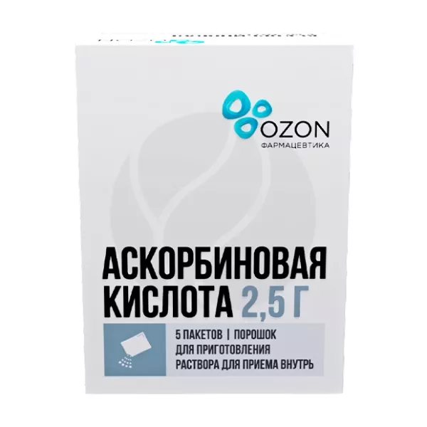 Изображение товара Аскорбиновая кислота порошок д/пригот. р-ра д/приема внутрь 2,5г, №5