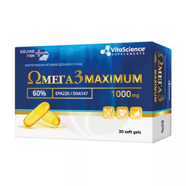 Изображение товара VitaScience Омега 3 60% Максимум капсулы, №30 Изображение товара VitaScience Омега 3 60% Максимум капсулы, №30