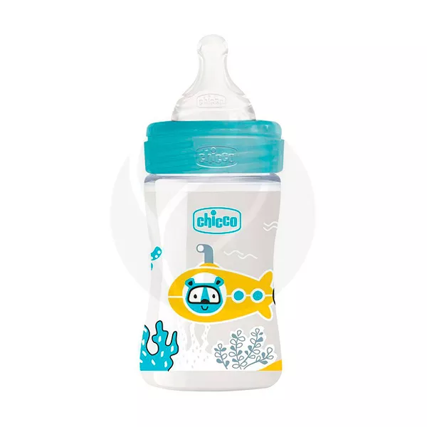 Изображение товара Бутылочка для кормления Chicco Well-Being Boy 150мл с соской силиконовой медленный поток