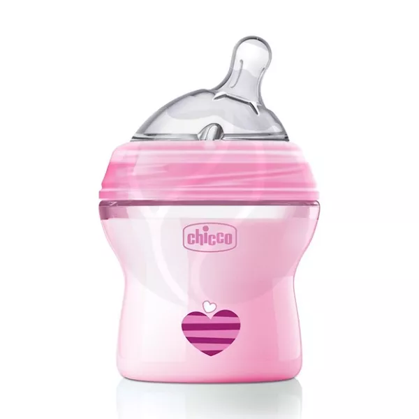 Chicco Natural Feeling бутылочка для кормления силиконовой соской (0+мес) цвет розовый, 150мл