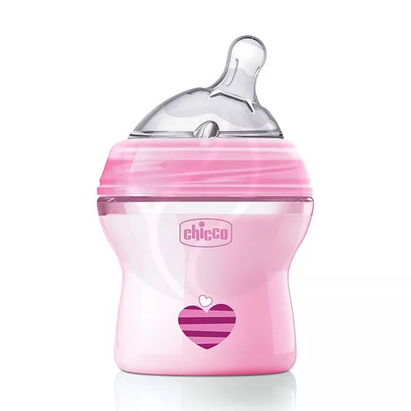 Изображение товара Chicco Natural Feeling бутылочка для кормления силиконовой соской (0+) цвет розовый, 150мл