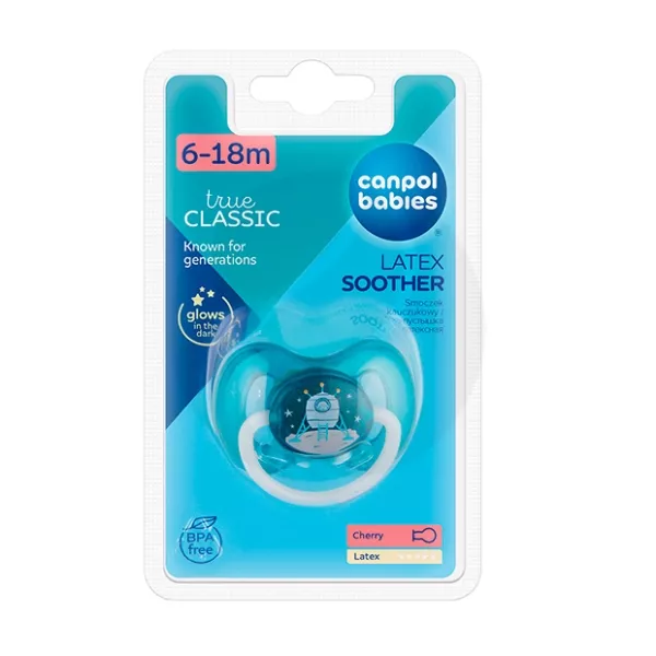 Canpol Babies Cherry пустышка латексная SPACE (6-18 мес) цвет бирюзовый