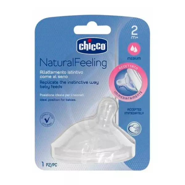 Chicco Natural Feeling соска силиконовая с флексорами средний поток (2+мес)