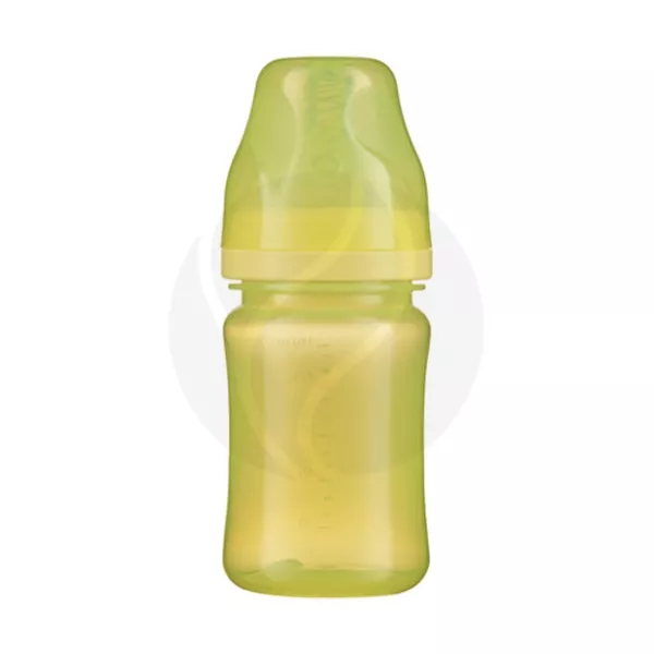 Изображение товара Пома бутылочка для кормления с силиконовой соской 150 мл широкое горло желтая