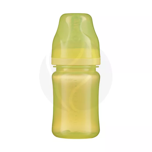 Изображение товара Пома бутылочка для кормления с силиконовой соской широким горлом (4+мес), цвет желтый, 150мл