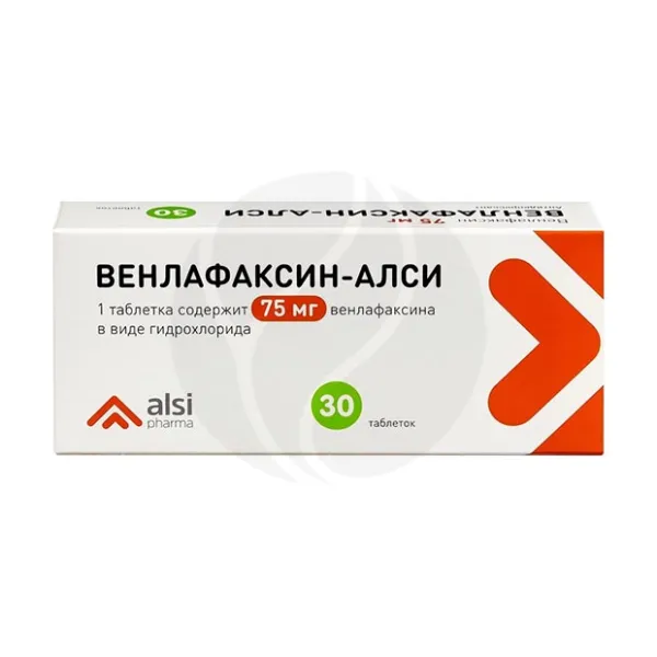 Изображение товара Лекарственный препарат Венлафаксин 75мг таблетки Алси Фарма АО Изображение товара Лекарственный препарат Венлафаксин 75мг таблетки Алси Фарма АО