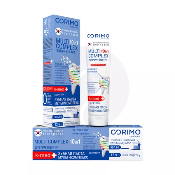 Изображение товара Corimo зубная паста мультикомплекс 10в 1 75г для профилактики и укрепления эмали Изображение товара Corimo зубная паста мультикомплекс 10в 1 75г для профилактики и укрепления эмали