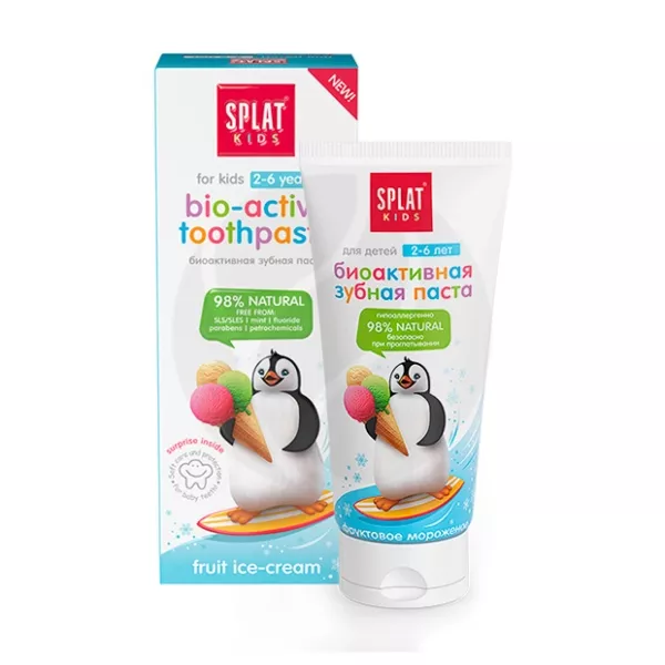 Изображение товара Детская зубная паста Splat Kids Фруктовое морожено 50мл без фтора для малышей 2-6 лет