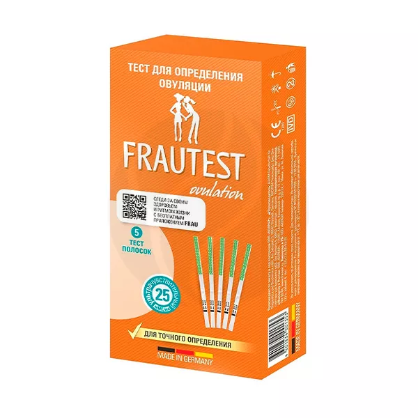 Изображение товара Тест на овуляцию Frautest для определения благоприятных дней зачатия, 5 шт