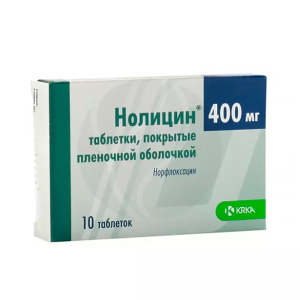 Изображение товара Нолицин таблетки покрыт. п/о 400мг, №10 Изображение товара Нолицин таблетки покрыт. п/о 400мг, №10