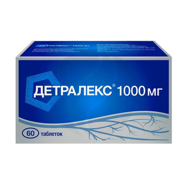 Изображение товара Детралекс 1000мг таблетки покрытые пленочной оболочкой 60 штук Изображение товара Детралекс 1000мг таблетки покрытые пленочной оболочкой 60 штук
