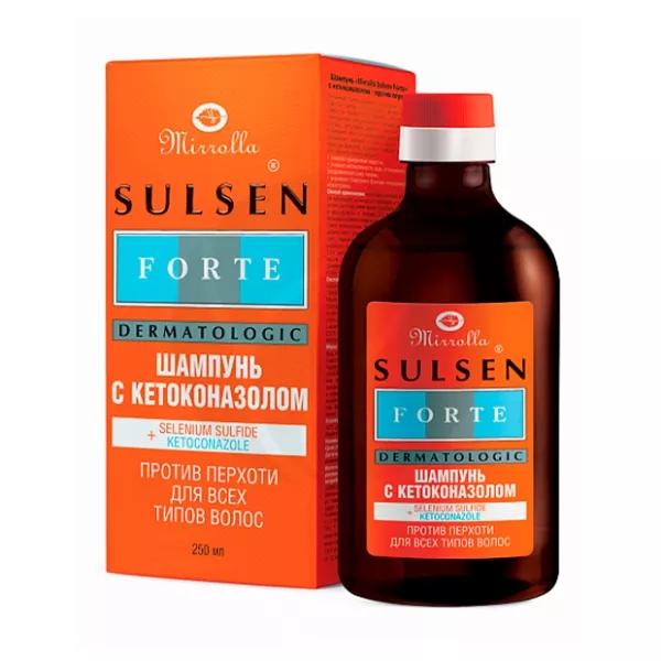 Изображение товара Шампунь Mirrolla Sulsen forte с кетоконазолом против перхоти, 250мл