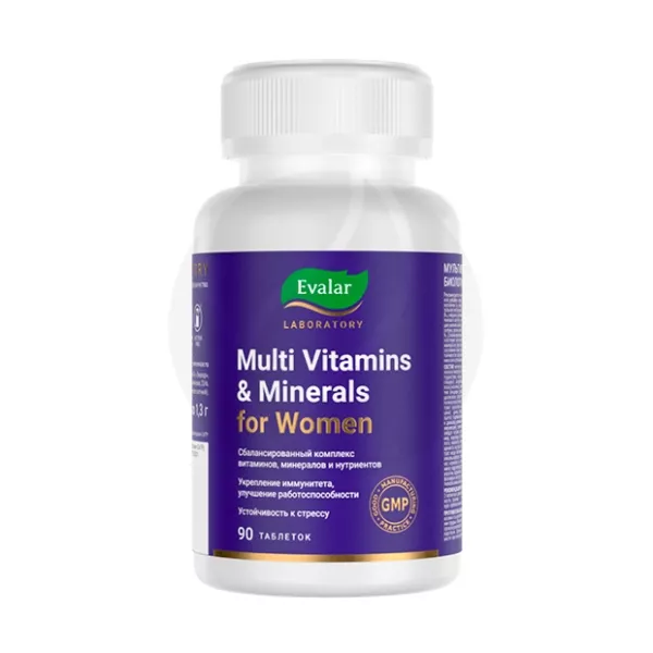 Изображение товара Эвалар Мультивитамины и минералы для женщин, 90 таблеток - поддержка здоровья и иммунитета